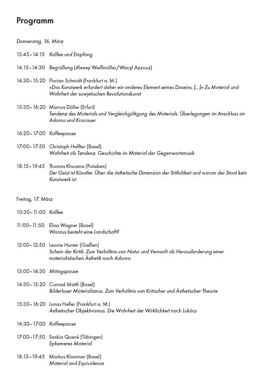Programm Workshop